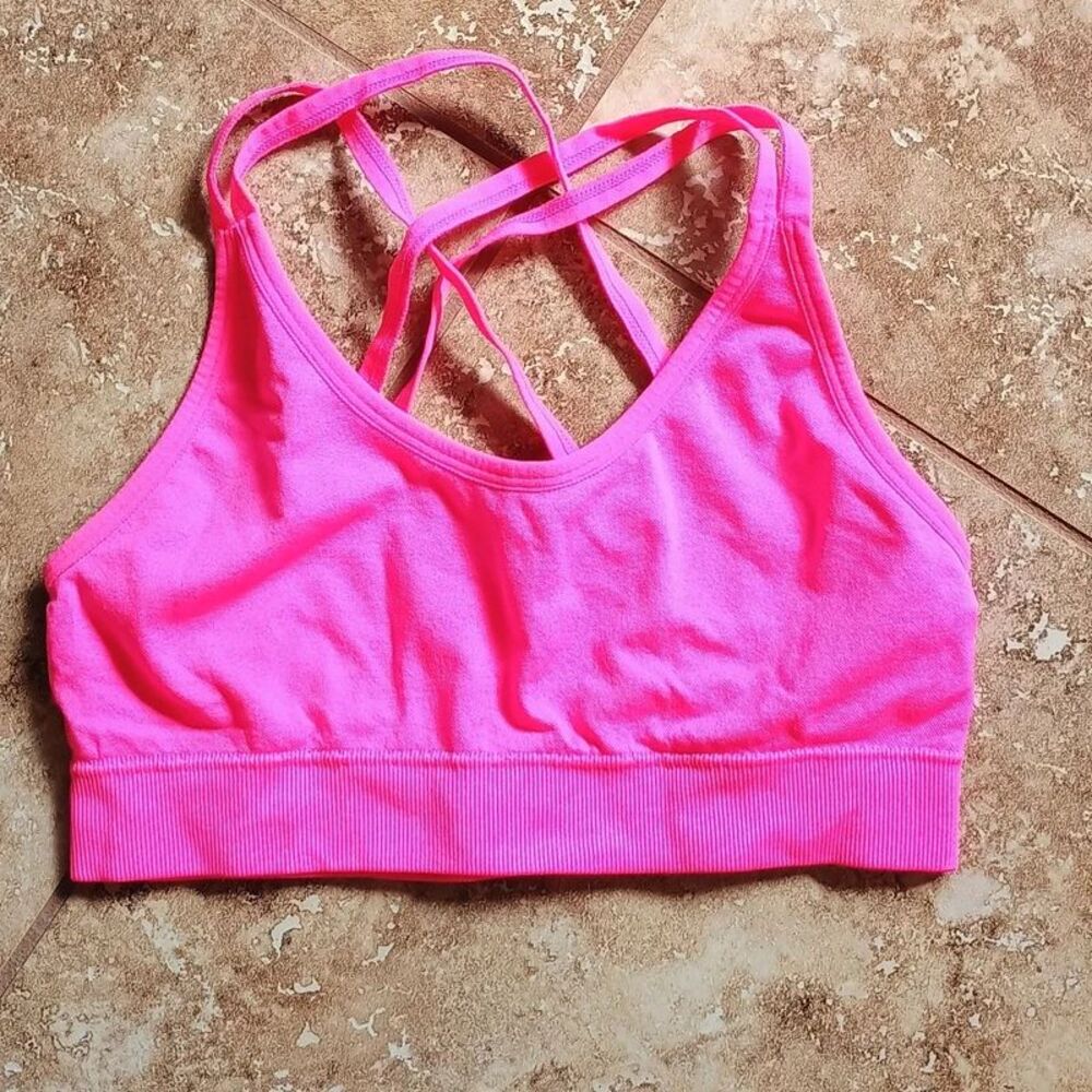 Hot Pink Sports Bra Criss Cross Straps Small